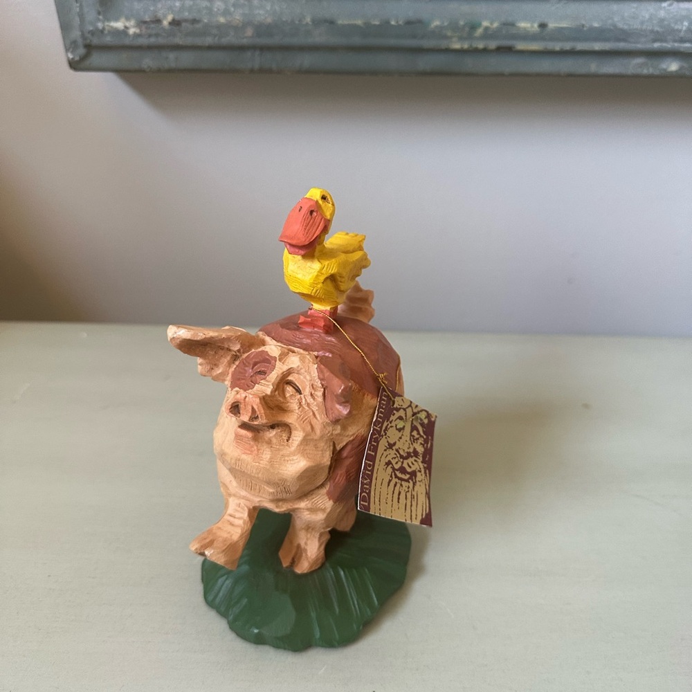 David frykman the old farmer pig and duck statue